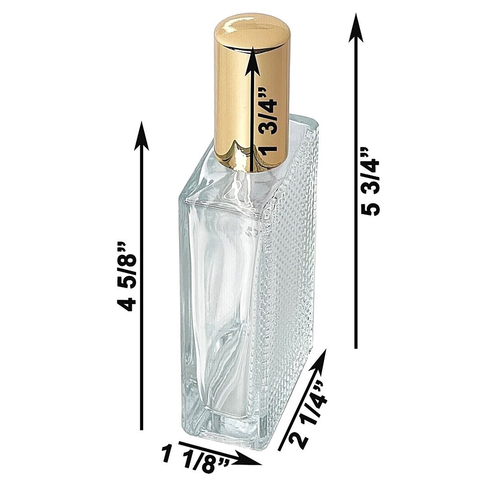100ml 3.3oz Perfume Front Grid Glass Spray Bottles Gold Atomizer Refillable