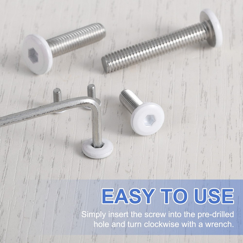 20 Pcs M3-0.5 x 16mm Button Head Hex Socket Head Screws, White