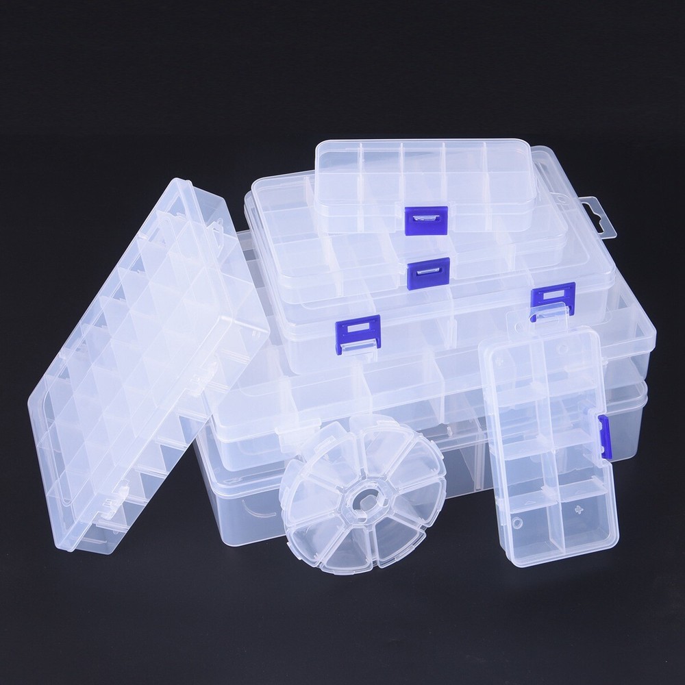 8/10/15/24/36 Removable Compartment Organizer Container Bead Storage Plastic Box