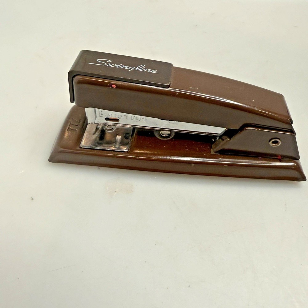 Vintage Swingline 711 Mini Desk Top Stapler 5" Brown Fully Working EUC Compact