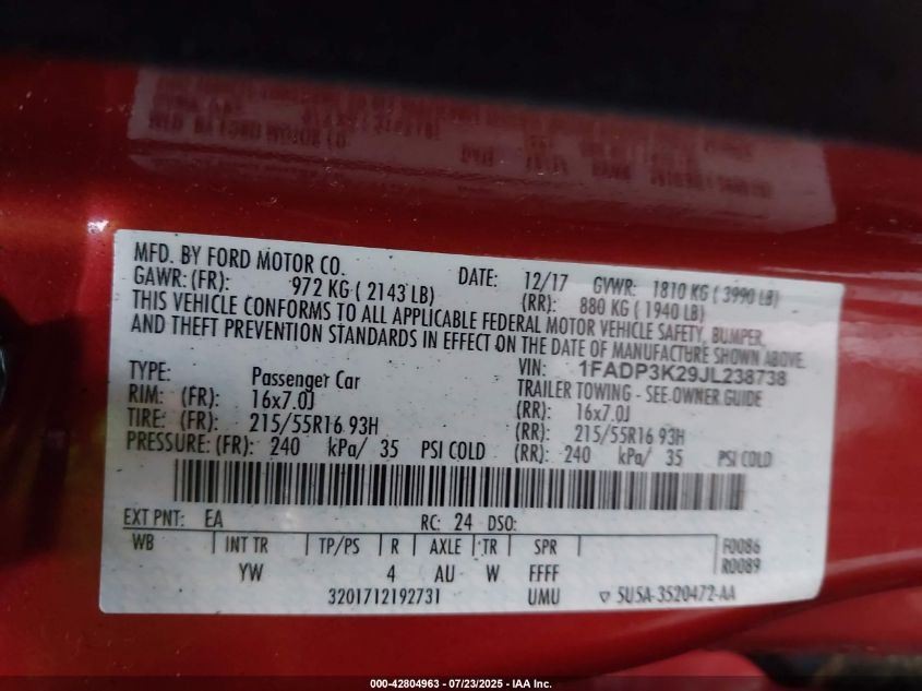 4.2" Display Screen Upper Dash Mounted Fits 15-18 FOCUS 225626