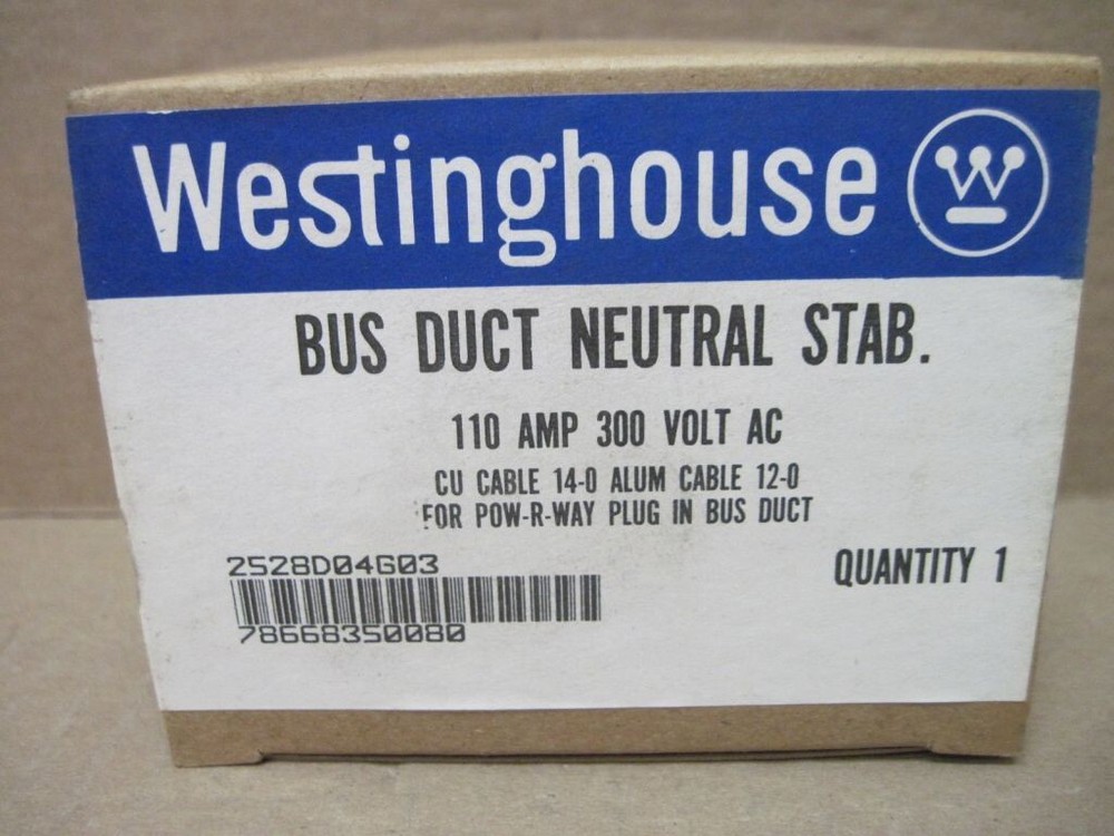 Westinghouse Bus Duct Neutral Stab Base 110A 300Vac