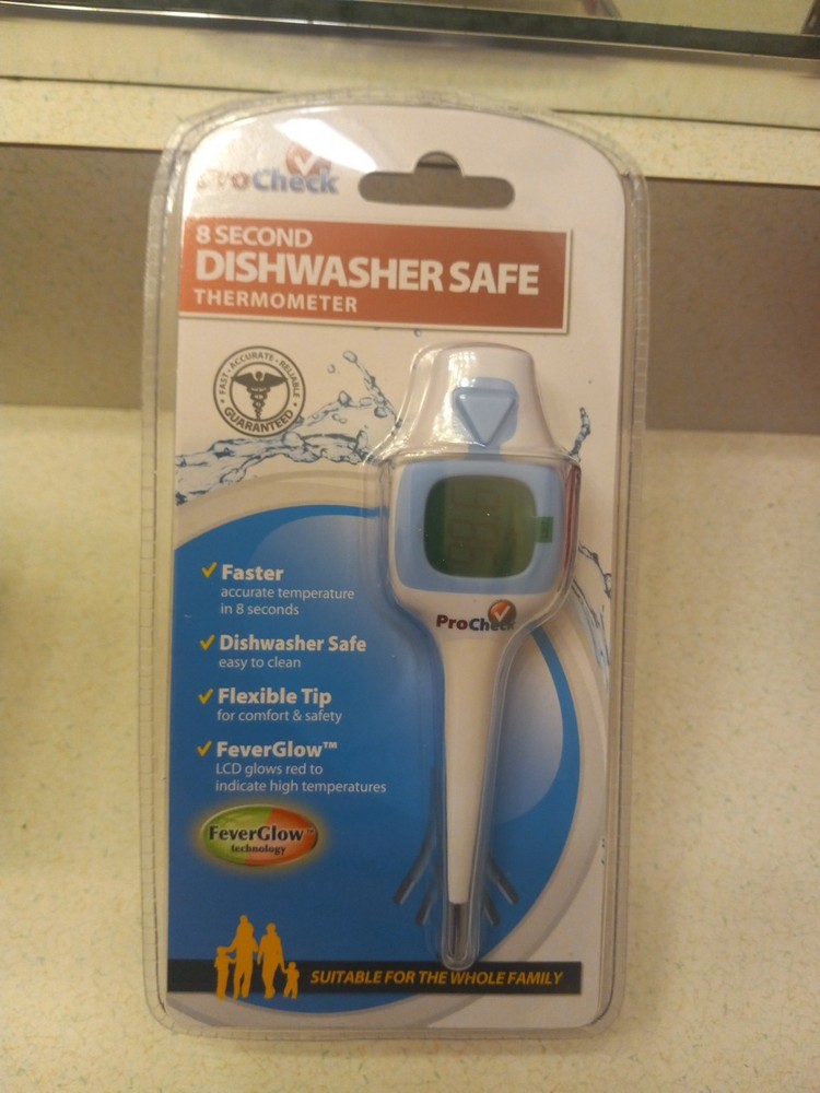 ProCheck Fever Glow 8-Second Thermometer | Dishwasher Safe Flexible Tip | New