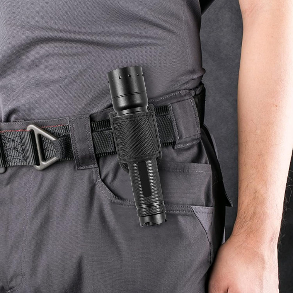 Flashlight Holster for Duty Belt, Open Top D Cell Compact Light Holder Case, Nyl
