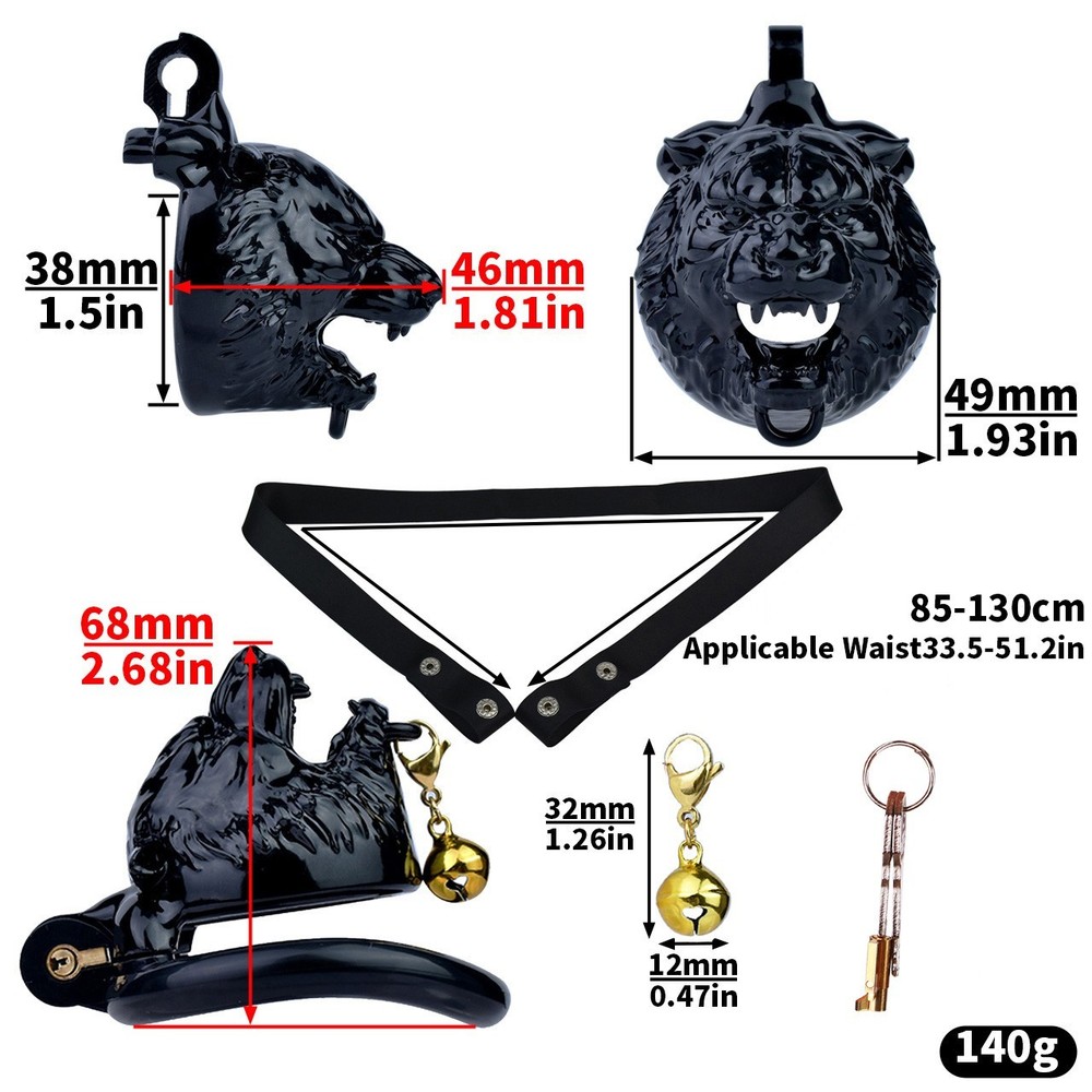 Sissy Chastity Cage Flat, Resin with Hidden Lock & 2 Keys, 4 Ring Sizes