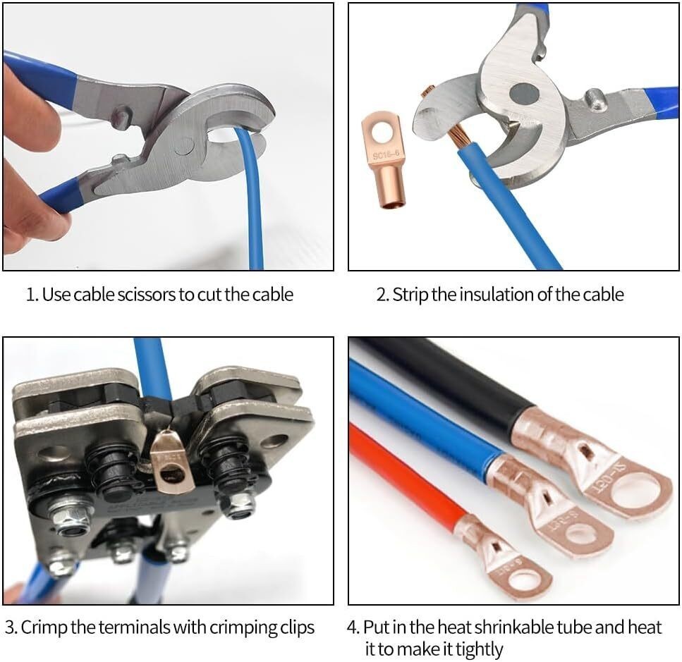 Cable Lug Crimping Tool with 170pcs Copper Wire Lugs Wire Crimping Tool