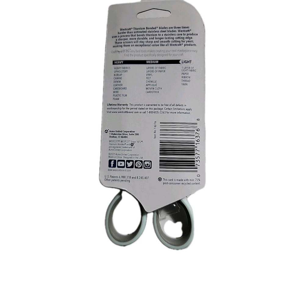 WESTCOTT 5 in. MEDIUM SCISSORS - LIGHT BLUE/GRAY HANDLE Micro Tip