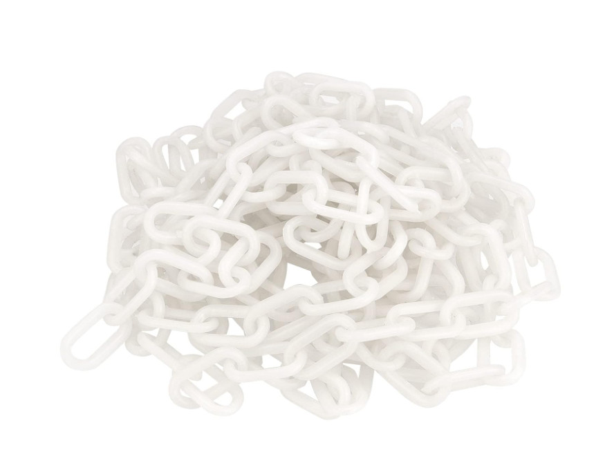 164Ft White Plastic Chain Links Crowd Control Barrier Lightweight Decor Line