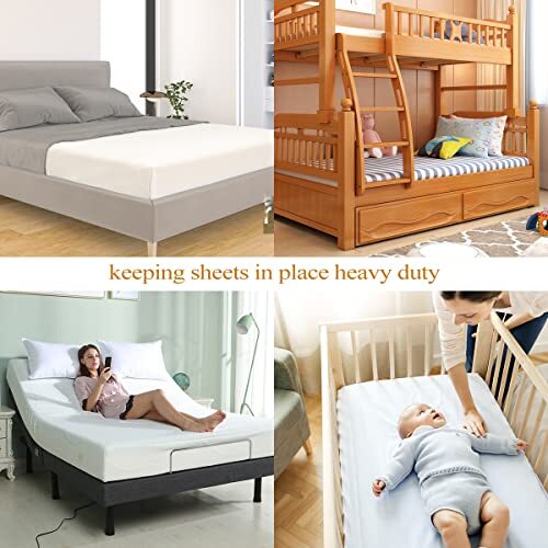 Adjustable Bed Sheet Holder Straps Sheet Stays Keepers w/ Elastic Bands & Clips