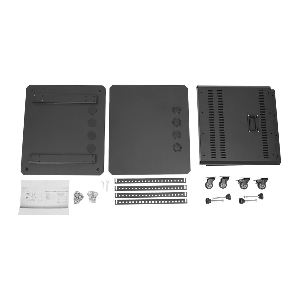 9U Rolling Server Rack with Locking Doors and Cable Management Ports