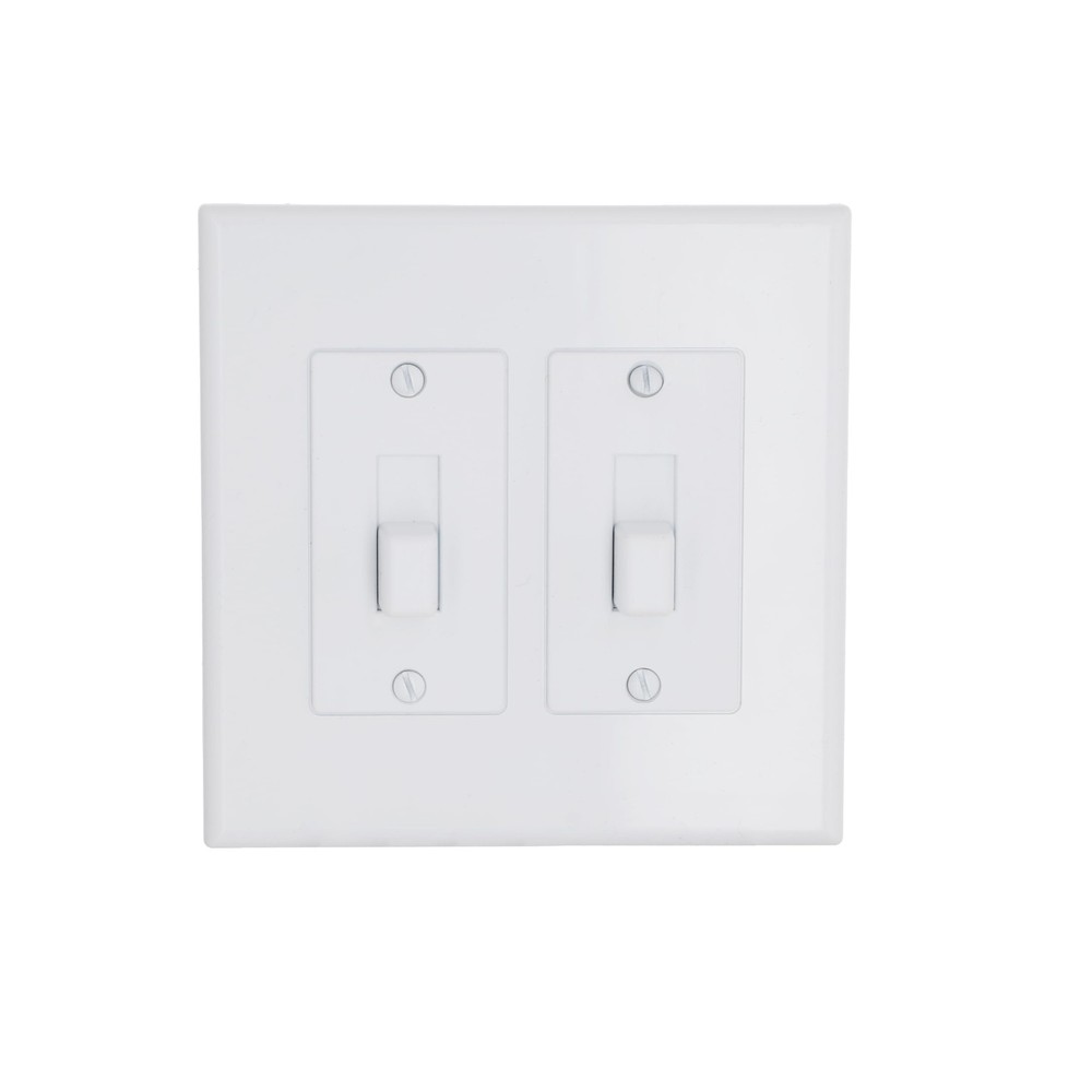 Toggle Switch Plate, 2 Gang Decorator Cover, White