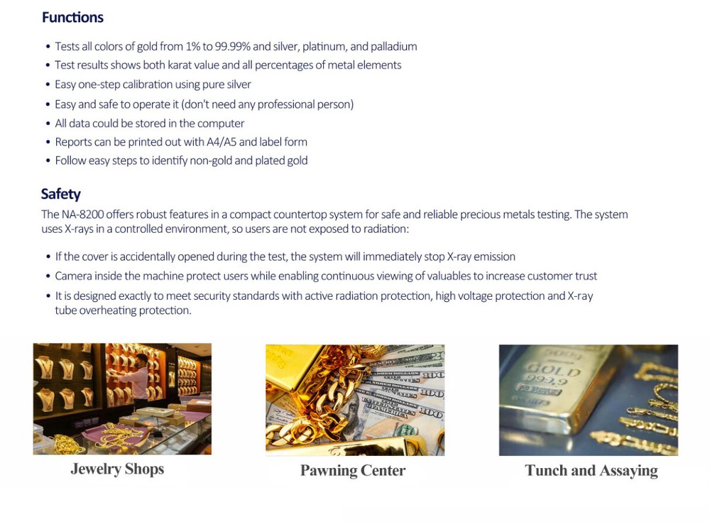 Automatic Gold Purity XRF Analyzer Meter Platinum Silver Content Test Machine