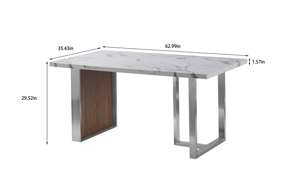 Elegant Luxurious Imitation Marble MDF Dinning Table for 6 or 8, Rectangular 6
