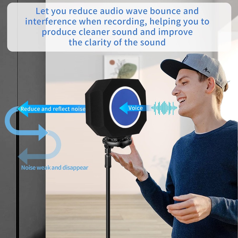 Professional Microphone Isolation Shield with Pop Filter,Reflection Filter fo...