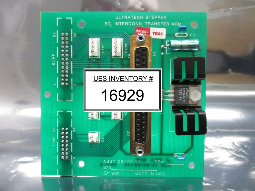 Ultratech Stepper 03-20-02114 Transfer Arm Interconnect Board PCB 4700 Used