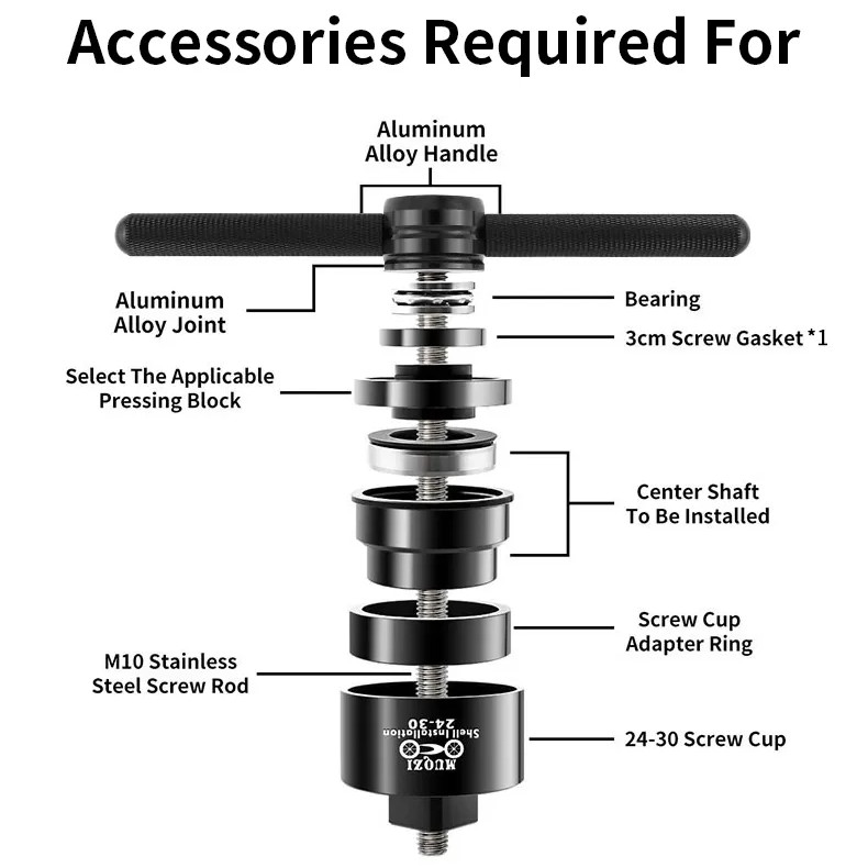 Bicycle Axle Mounting Tools, Aluminum Alloy Push Type BB Axle Tools