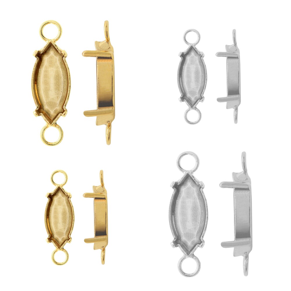 Brass Base/Connector for Embedding Navette Shape Crystals * Many Sizes