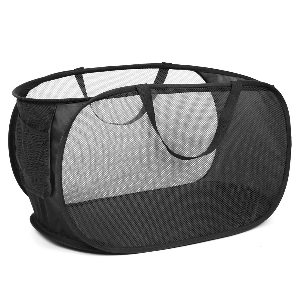 4 Pack Collapsible Laundry Baskets, Foldable Laundry Basket with Pocket, Dur...