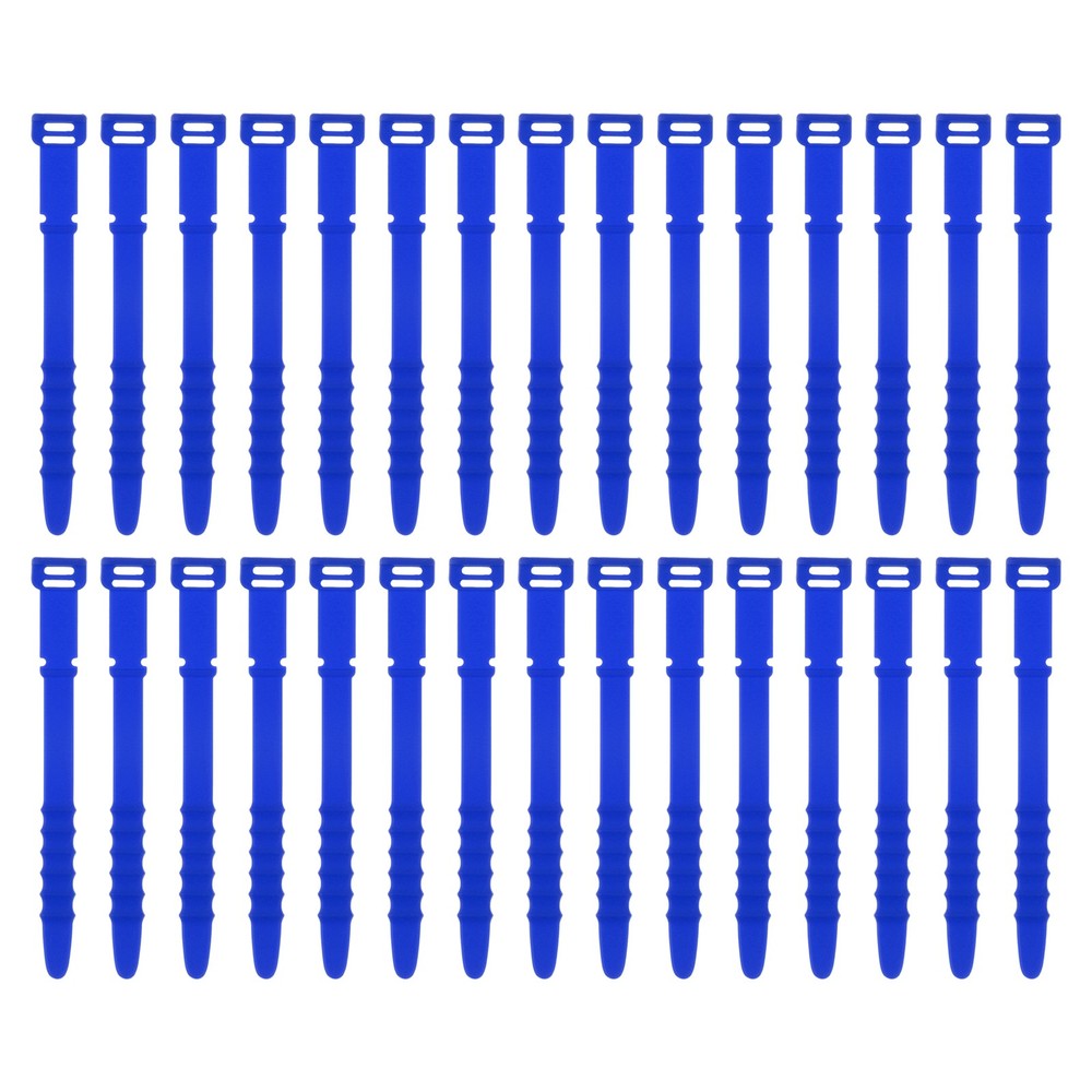30Pcs Silicone Zip Ties 4.5 Inch Reusable Wire Ties Cable Organizer, Dark Blue