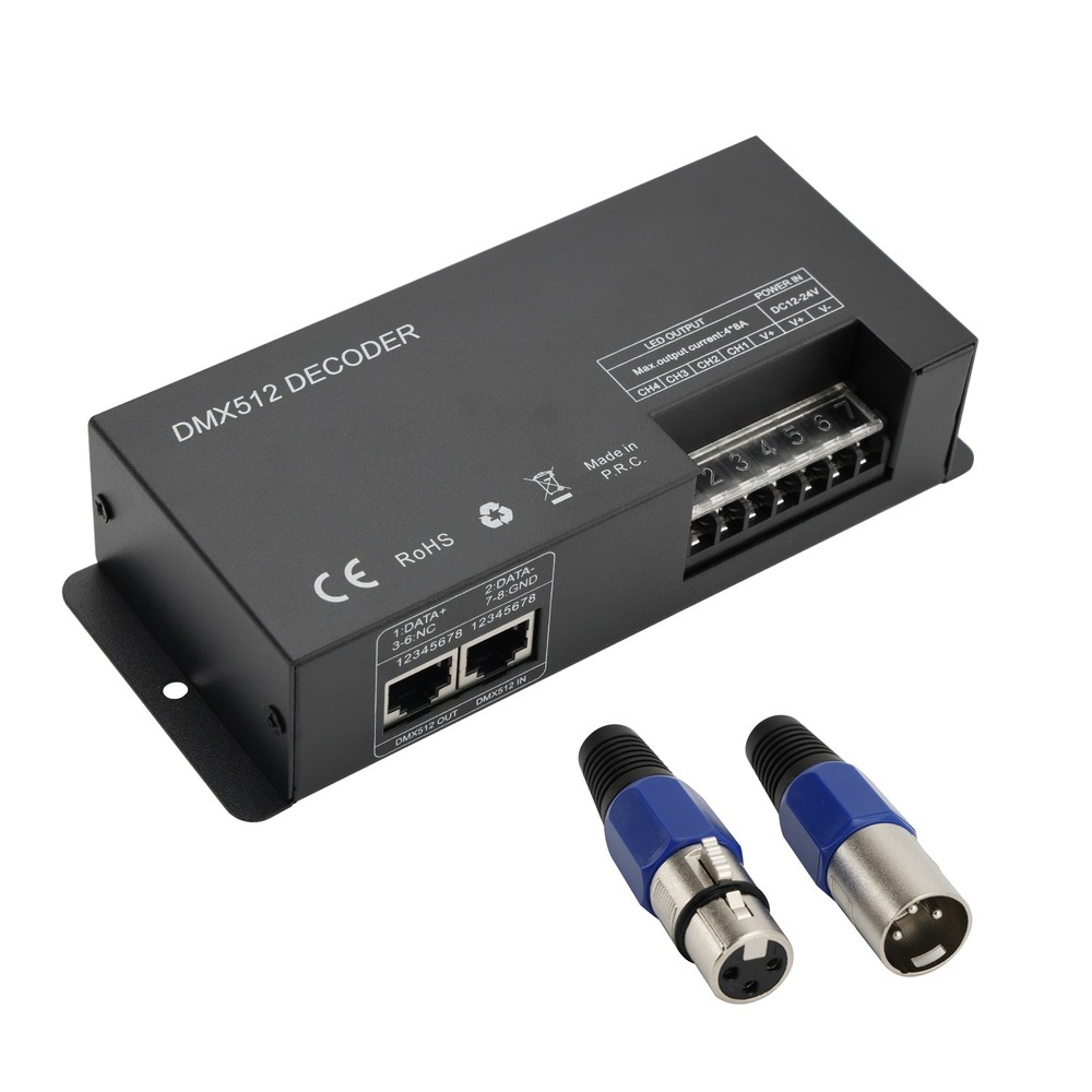 4 Channel DMX 512 Decoder RGBW PWM Dimmer Driver LED Strip Light Controller