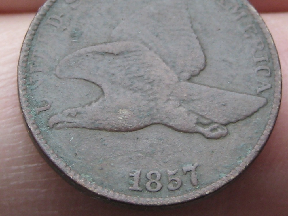 1857 Flying Eagle Penny One Cent- Fine/VF Details
