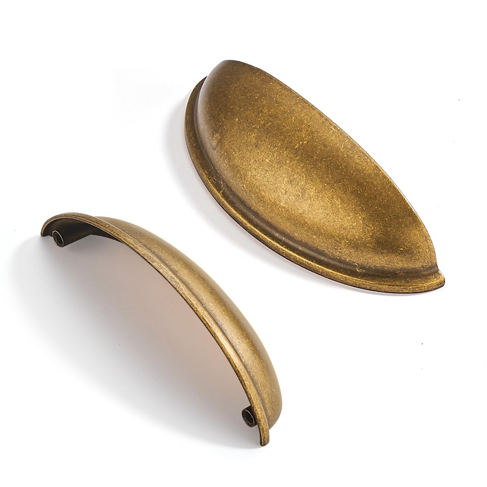2 Pack 4" Drawer Pulls Antique Brass Cabinet Cup Pulls Kitchen Hardware Cabin...