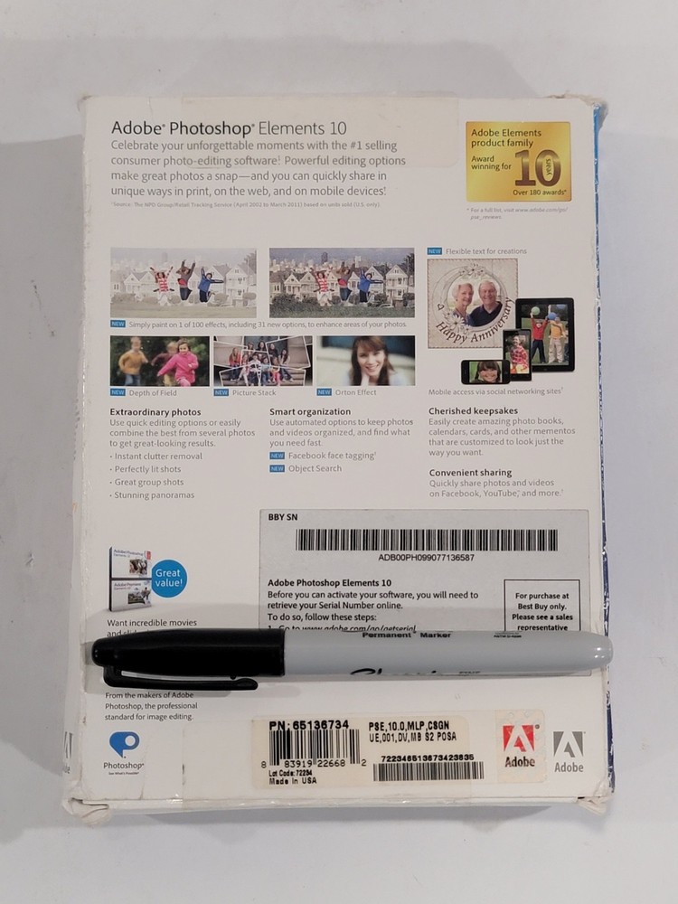 Adobe Photoshop Elements 10 Big Box Complete with Serial Number