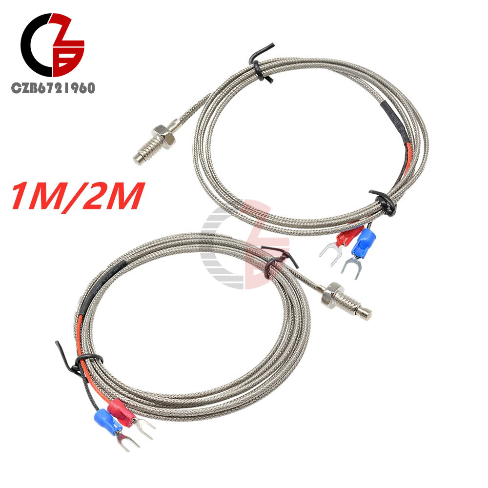 3.3ft/6.6ft 1M/2M K-Type Thermocouple Thread Temperature Controller Sensor Probe