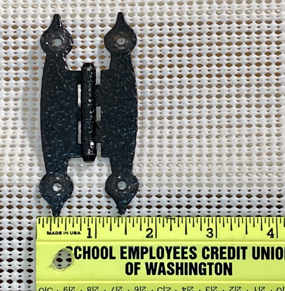 Vintage Wrought Iron Hinges (4) and Drawer Pull (2) Lot Includes Screws