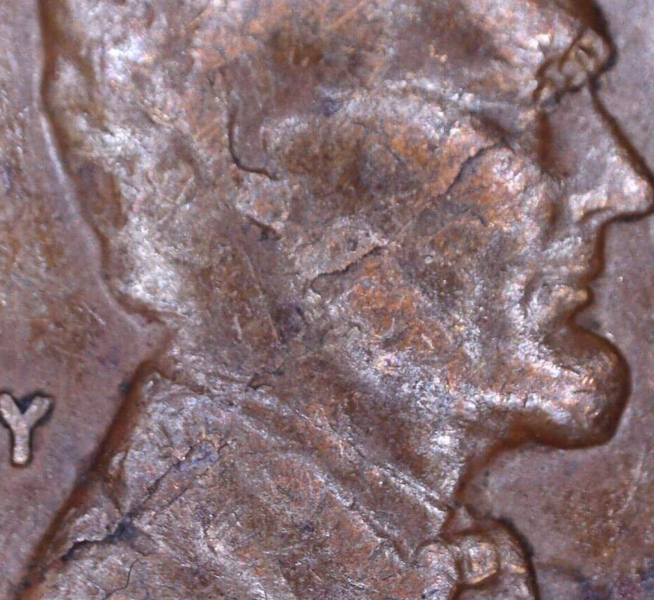 1960 P Lincoln cent With Obverse Lamination Error