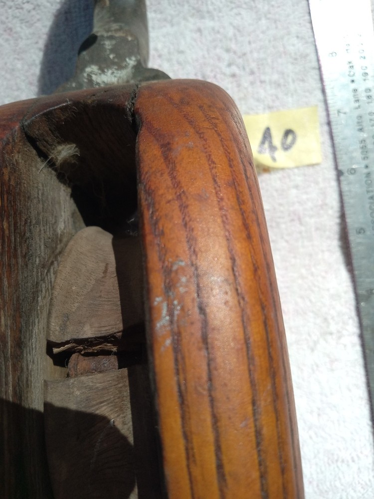 Antique 5" Ash Hook Block w/ Lignumvitae sheave. (Item40)