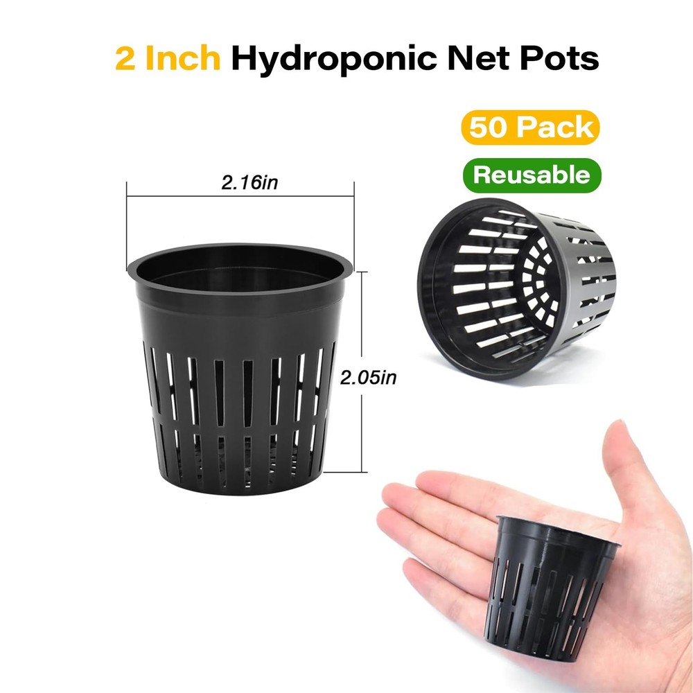2 Inch Net Pots for Hydroponics, 100 Pack Mesh Net Cups Hydroponic Baskets Pl...