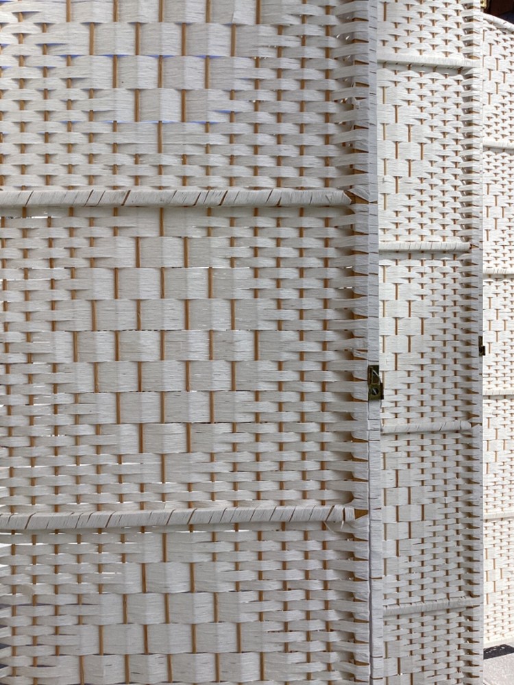 Wicker Room Divider 6 Panel White 83"X117"
