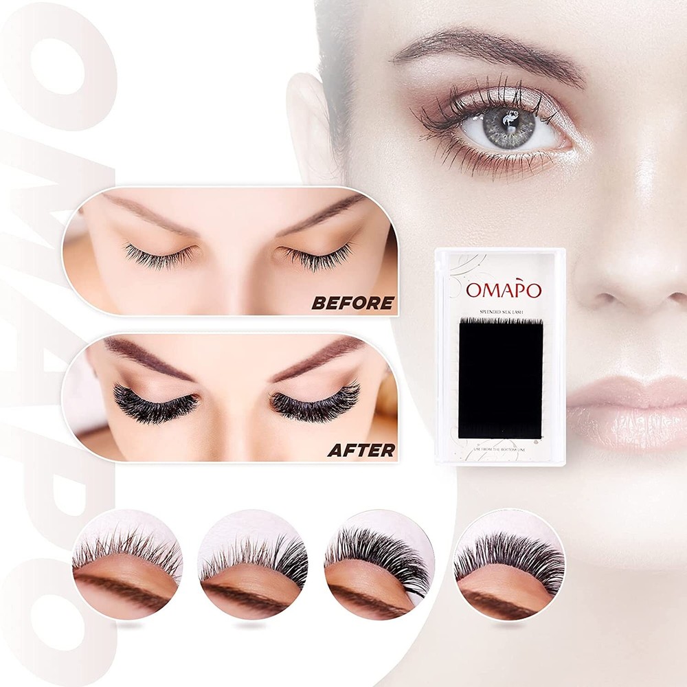 OMAPO Eyelash Extensions Volume Lashes 0.07 D Curl 8mm Premade Eyelash Extension