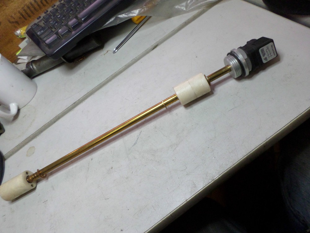 FLOAT LEVEL SENSOR - DUAL HI/LO Din Plug -- Shaft 400mm long - Threaded Body