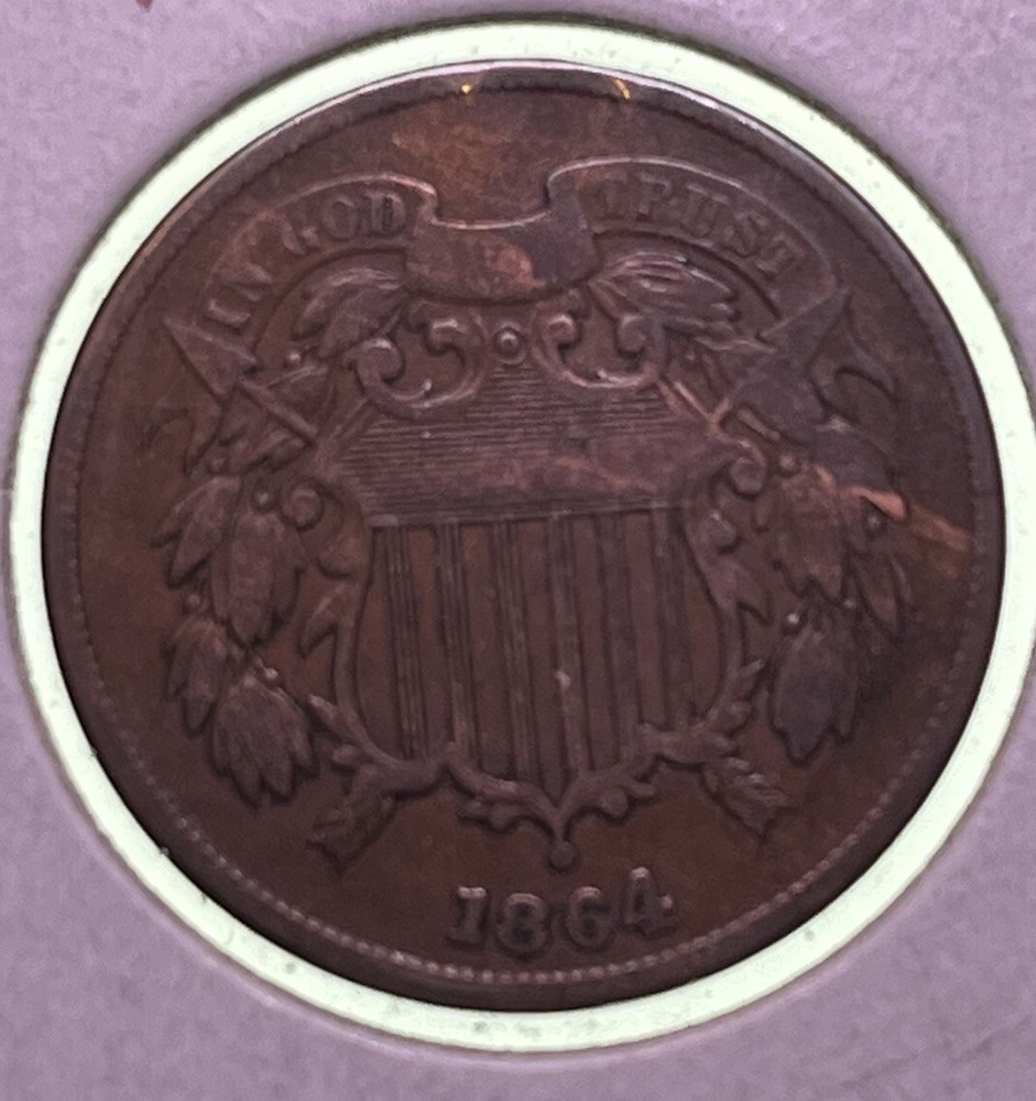 1864 2 Cent Piece / Large Motto Original!!