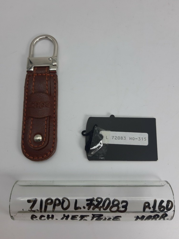 Keychain - Leather/Metal - Chrome/Brown - Cod.L72083 - Zippo