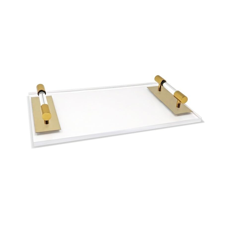Acrylic Tray with Gold Handles Rectangle