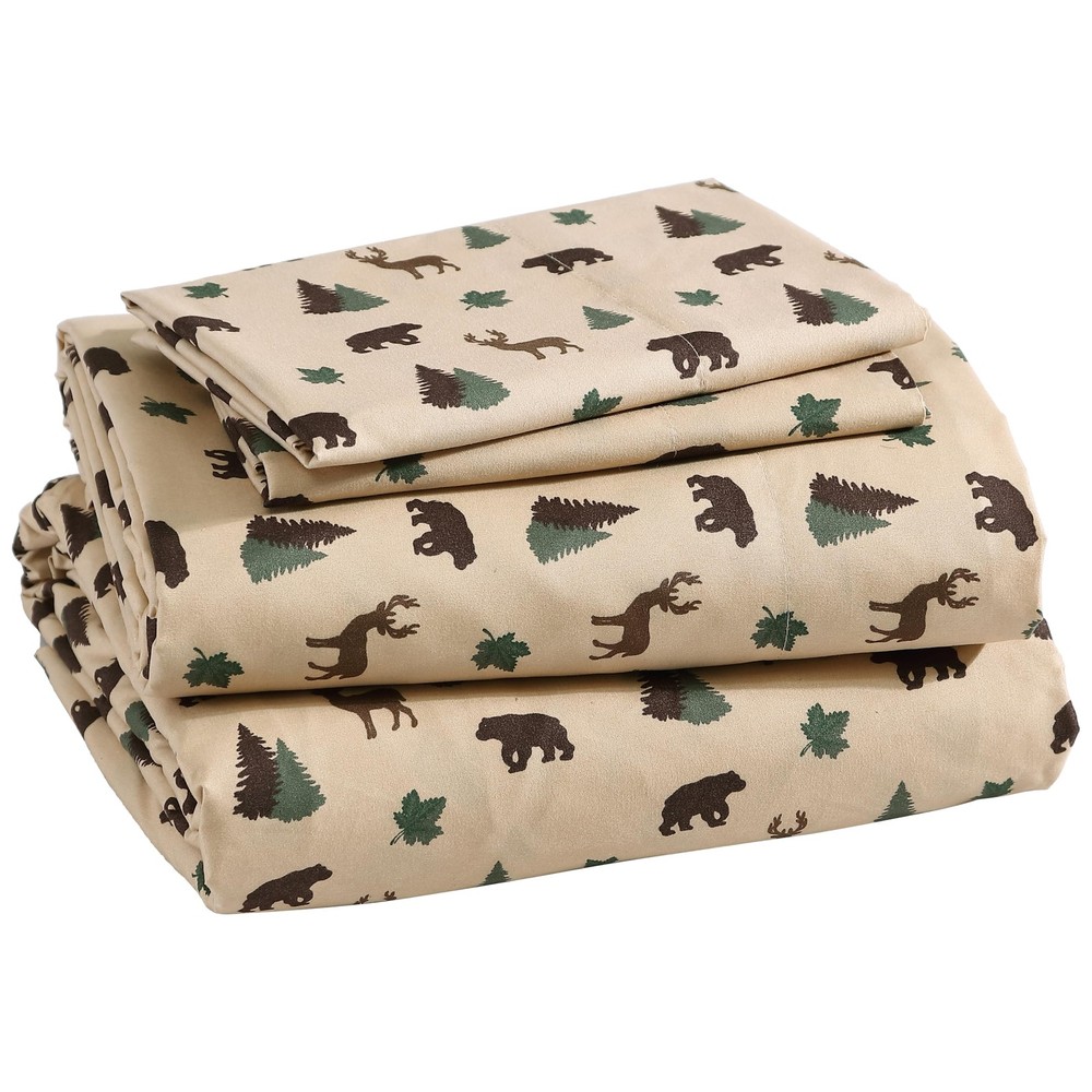Cozy Cabin 4-Piece Queen Microfiber Bedding Sheet Set with Deep Pockets Rusti...
