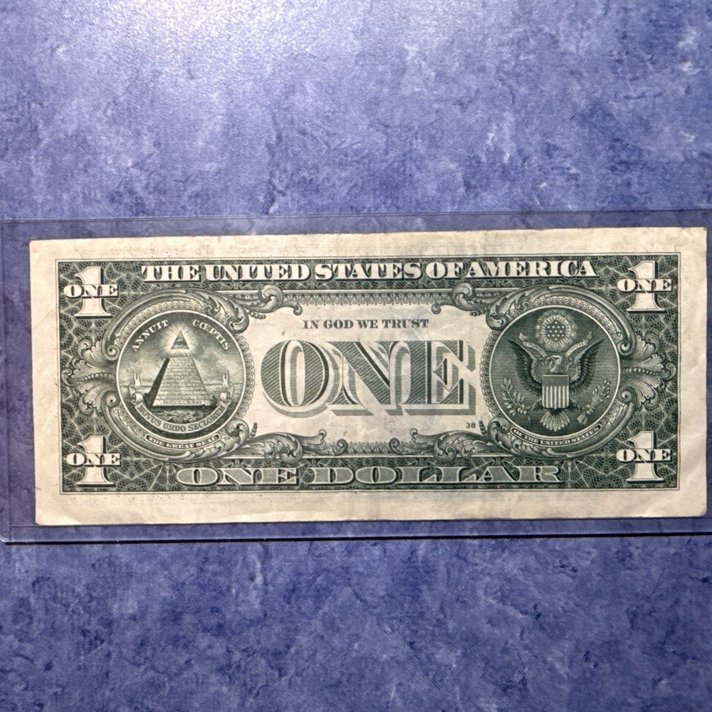 $1 One Dollar Bill Misprint Ink Bleed Transfer Error mostly left side
