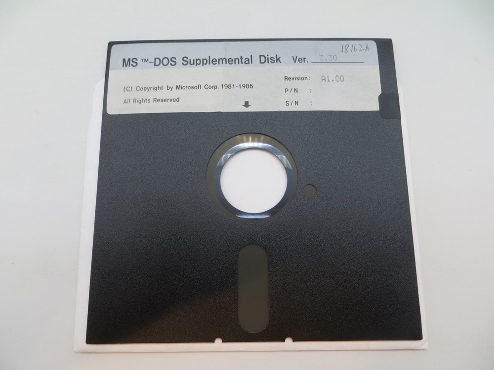 5.25" Floppy Disc MS-DOS Supplemental Disk Ver. 3.30 1986 Microsoft Computer