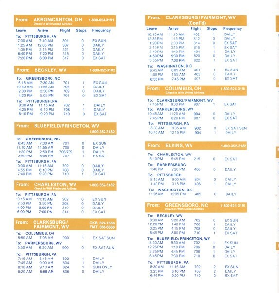 Aeromech Airlines timetable 1981/09/15