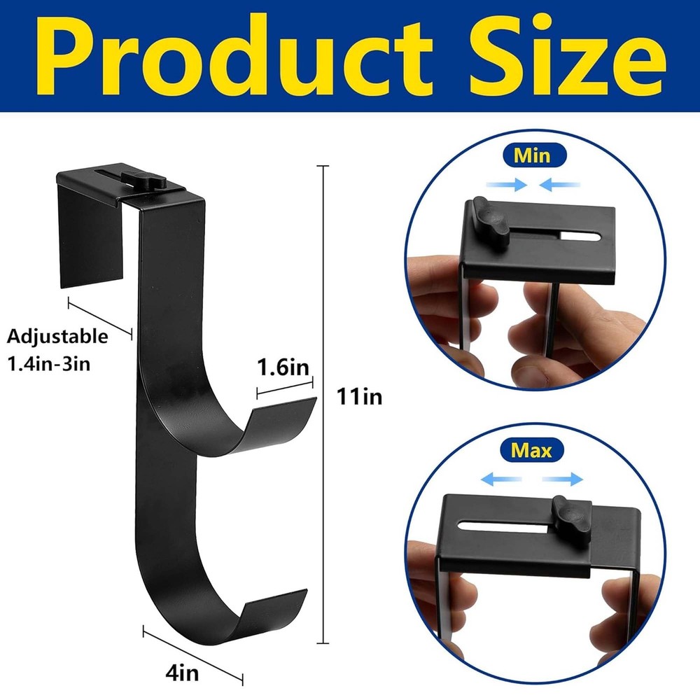 codree 2 Pcs Adjustable Pool Fence Hooks for Pool Equipment, Black Heavy Duty...