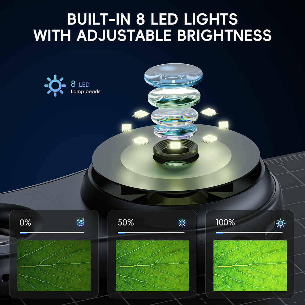 Macro Handheld Digital Microscope Fixed Focus, 2" IPS Screen 500X Mini Microsco