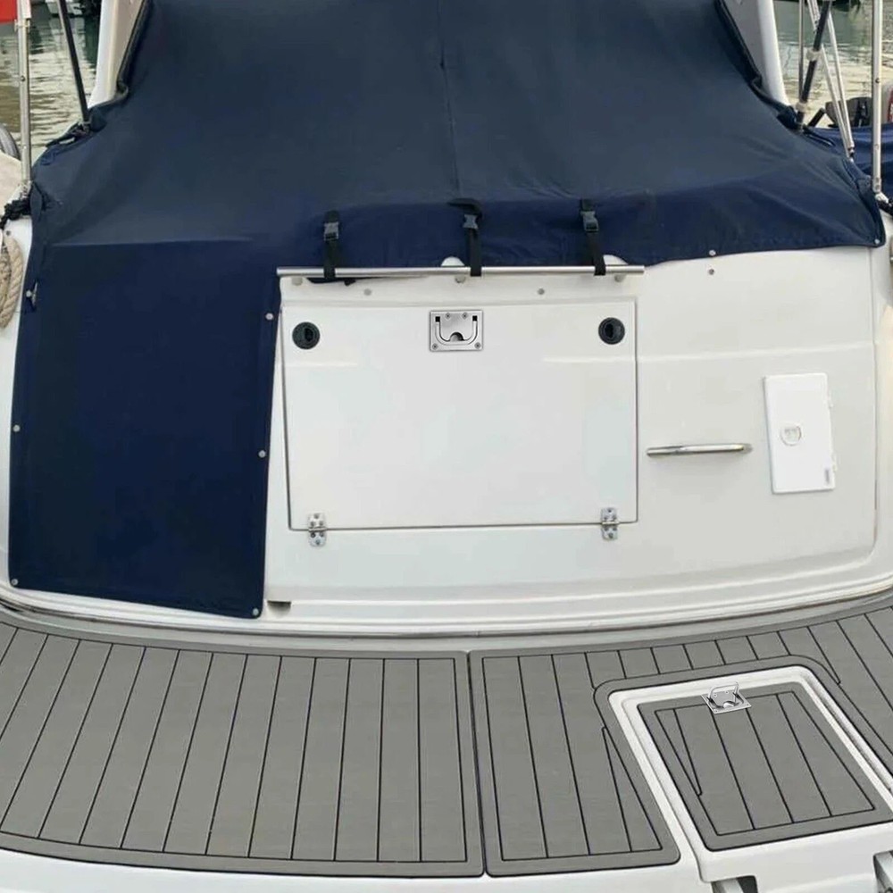 Marine 316 Stainless Steel Foldable Recessed Hatch Handle Ring Pull Boat Deck