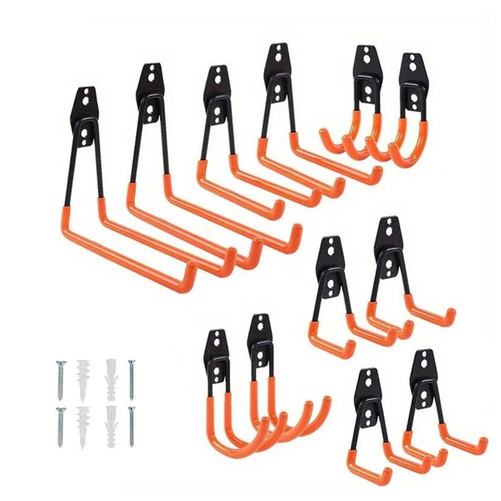 Garage Storage Hooks for Tools, Bikes & Ladders - 15-Piece Set with Screws & Anc