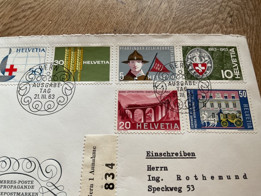 Switzerland 1963 registered stamps cover A22921