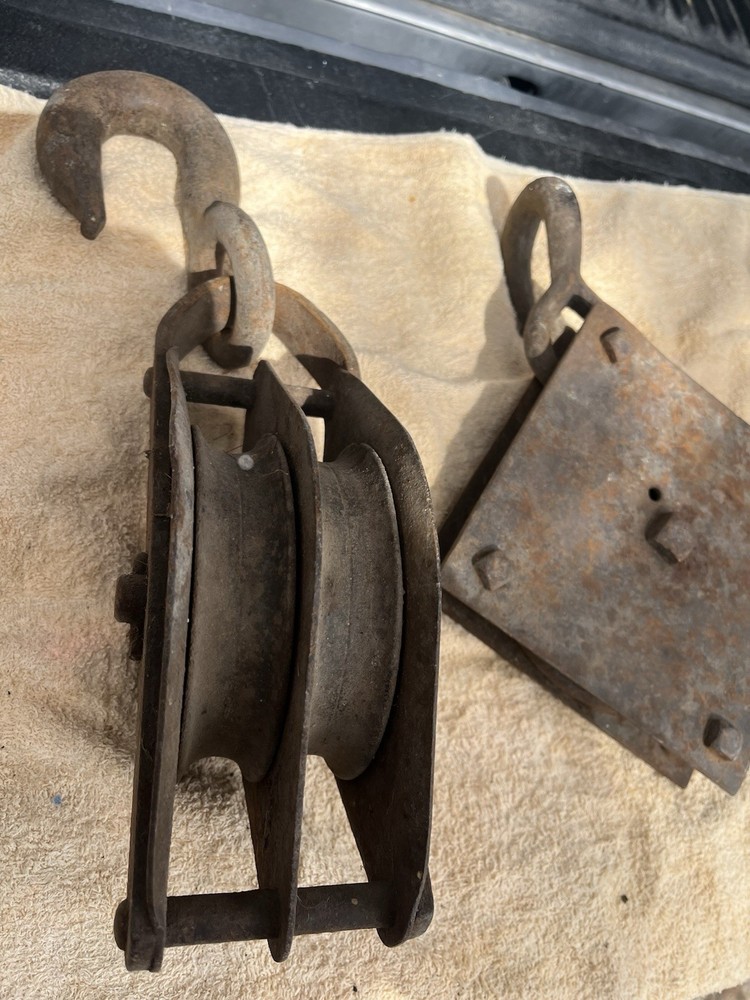 3 Set Vintage Barn Pulleys Single-Double-Triple All Roll And Work, Just As Found
