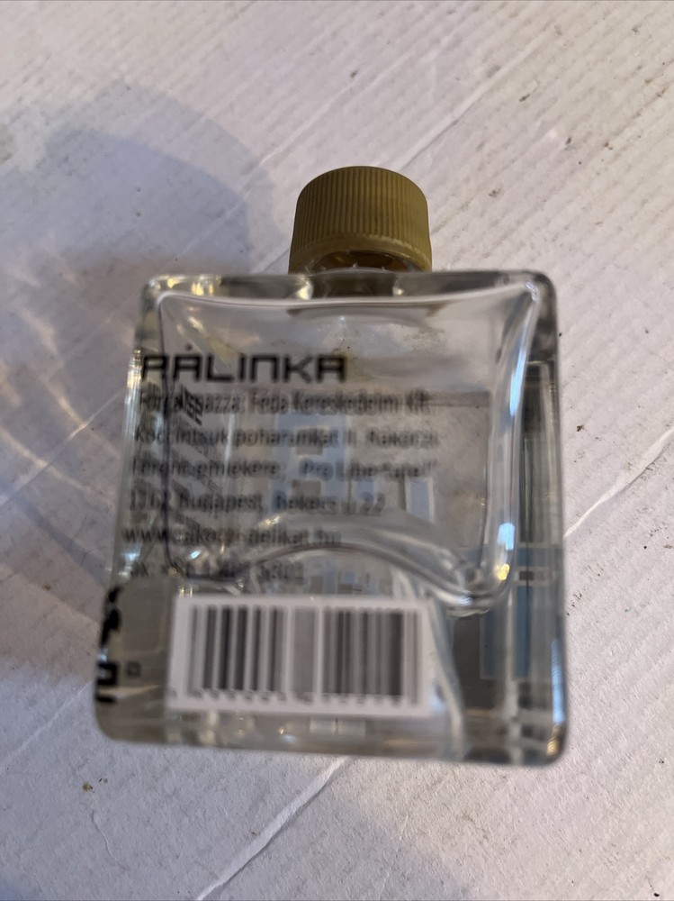Unusual Small Squared EMPTY Glass Palinka Liquor bottle