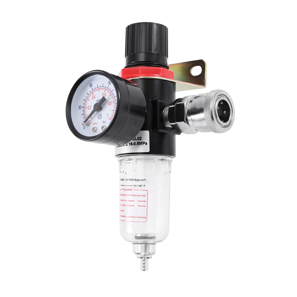 2pcs 1/4" Air Compressor Filter Regulator Water Pressure Moisture Trap Separator